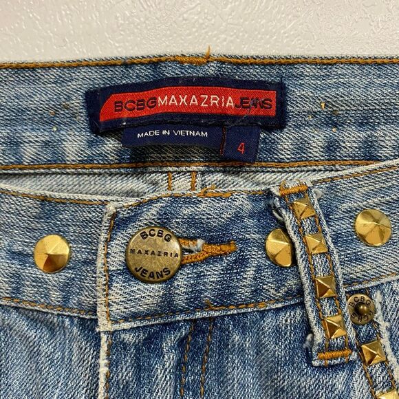 BCBG Max Azria Studded Distressed Boyfriend Jeans Size 4 - Picture 3 of 8